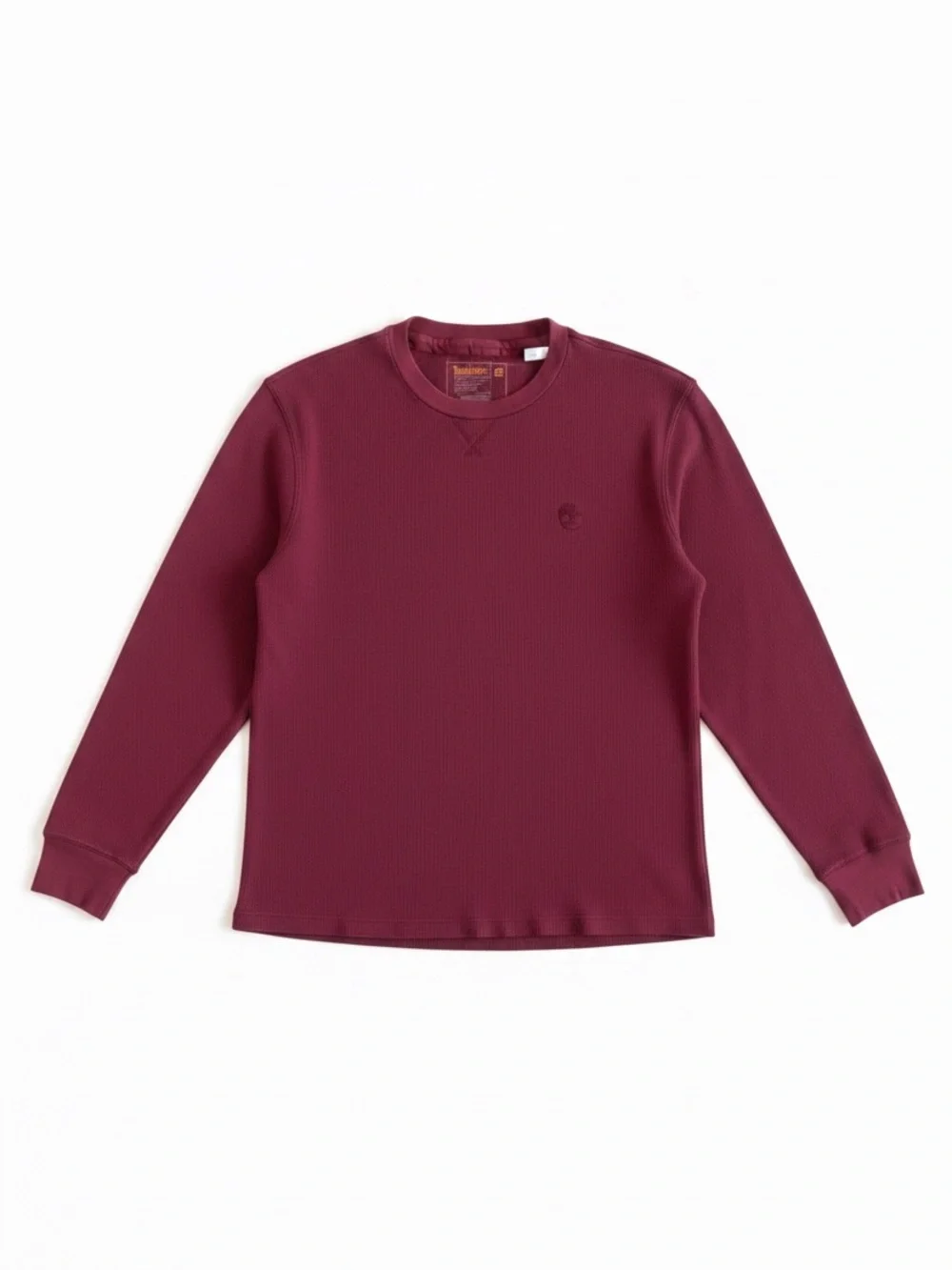 Timberland Waffle Knit Long Sleeve Crewneck Shirt Winter Layer Burgundy Size XXL